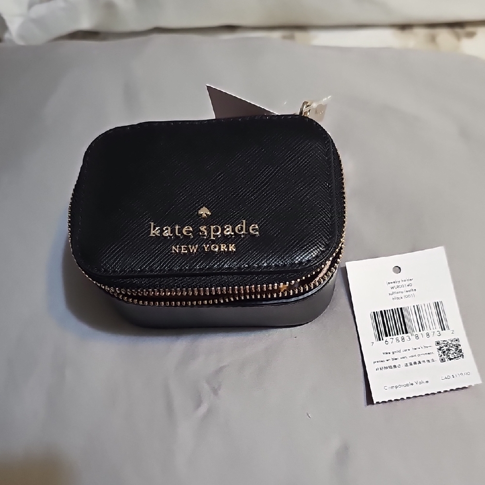 Kate Spade Black and Gold Mini Jewlery Pouch.